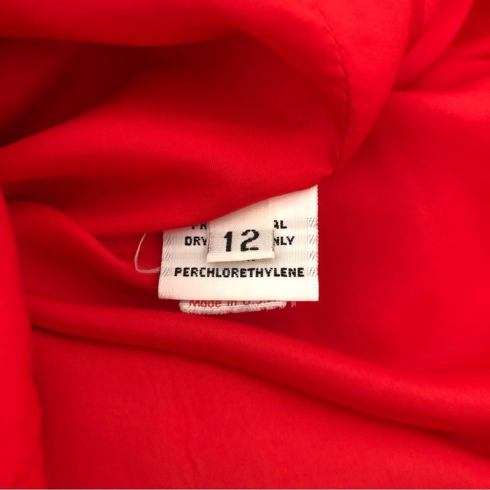 70’s Vintage Bill Blass Red Neiman Marcus Crisscross Lace Up Elbow Sleeve Dress - Picture 13 of 16